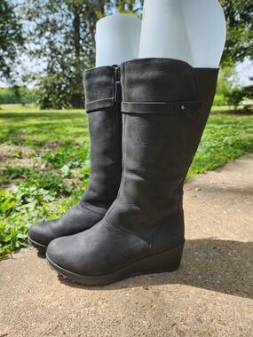 Eddie Bauer Tall Waterproof Leather Black Riding Boots